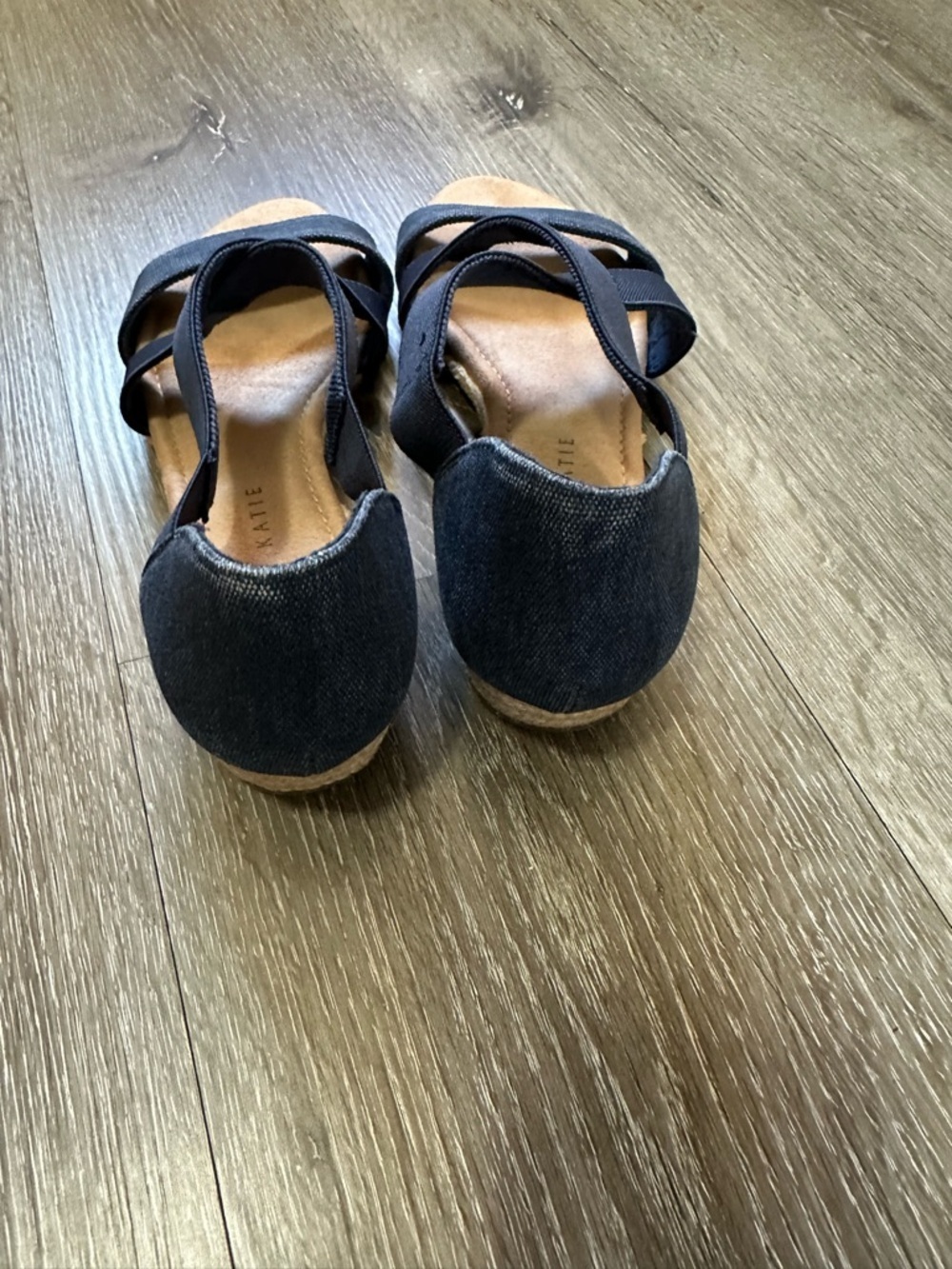 Kelly & Katie Navy Crisscross Elastic Wedge Sandal - Picture 4 of 7
